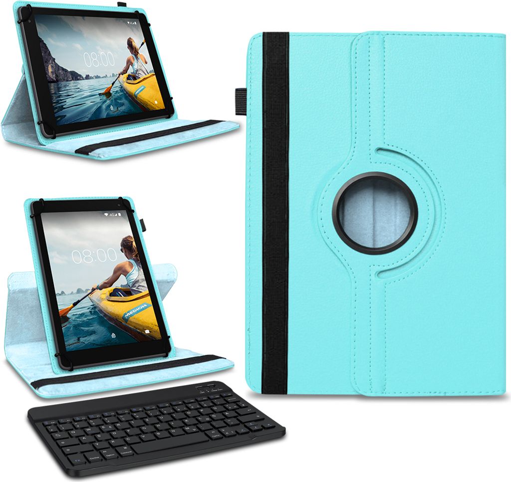 Tablet Tasche für Medion Lifetab E10713 Hülle Schutzhülle Bluetooth Tastatur Farben:Türkis