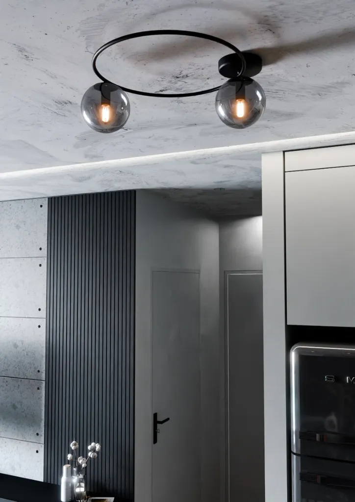 Plafonnier pour éclairage chaleureux SOPRA graphite 2 points de feu