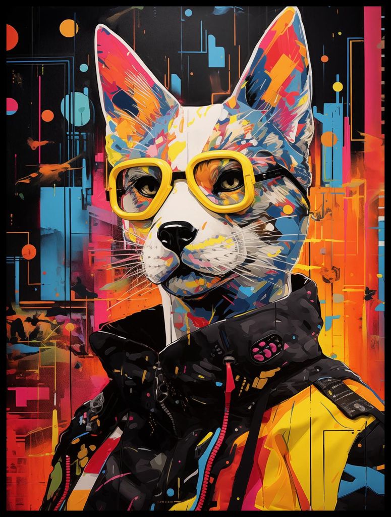 Plakat 60x80cm Katze im Urbanen Stil