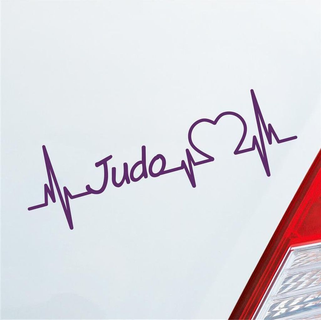 Auto Aufkleber Judo Herzschlag Kampfsport Wettkampf Sport Liebe 19x6 cm Lila Sticker Heckscheibenaufkleber