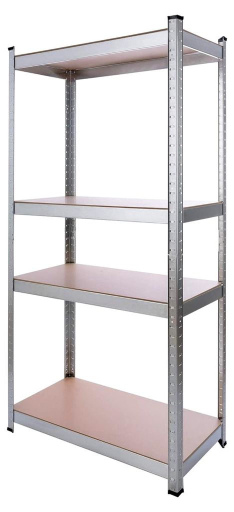 Schwerlastregal | 160 x 80 x 40 cm | 320 kg Tragkraft | 0,7 mm | 4 MDF-Platten | Einfache Montage durch Stecksystem ohne Schrauben | verzinkt