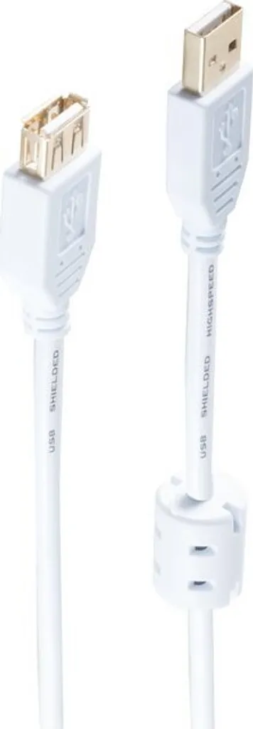 Câble USB 5m Blanc Blindé Ferrite - Extension USB 2.0 Haute Qualité 5 Metres