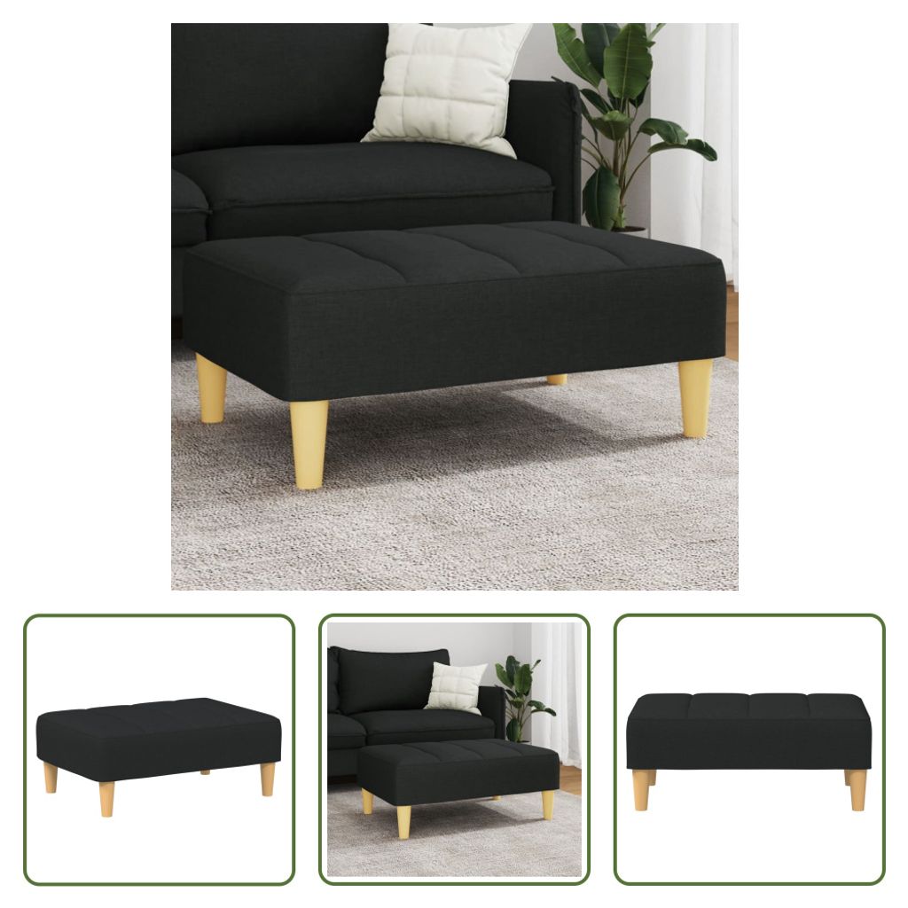 The Living Store Fußhocker Schwarz 77x55x31 cm Stoff