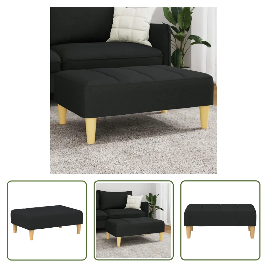 Sgabello Poggiapiedi Nero 77x55x31 cm | Tessuto Lavabile e Robusto