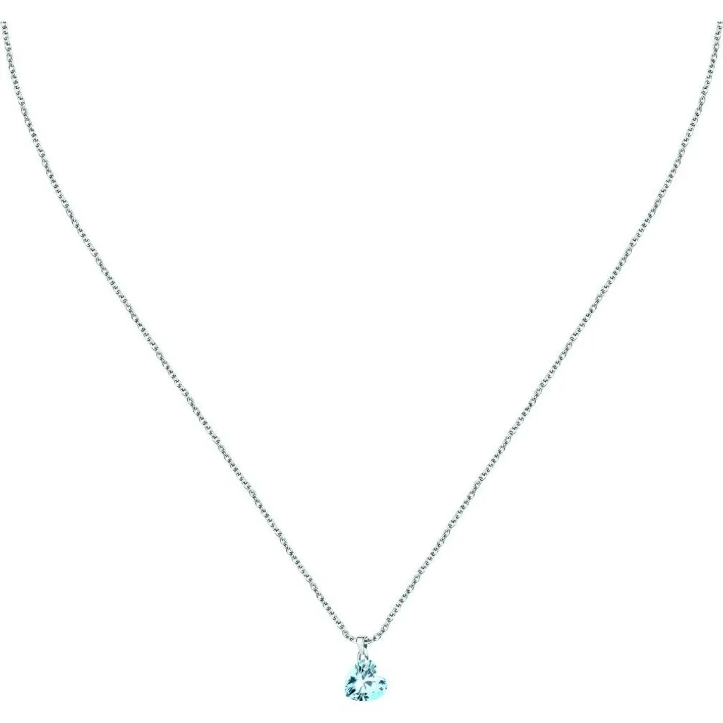 Pendentif cœur bleu en argent pour femme - Collier fin LPS10AWV32