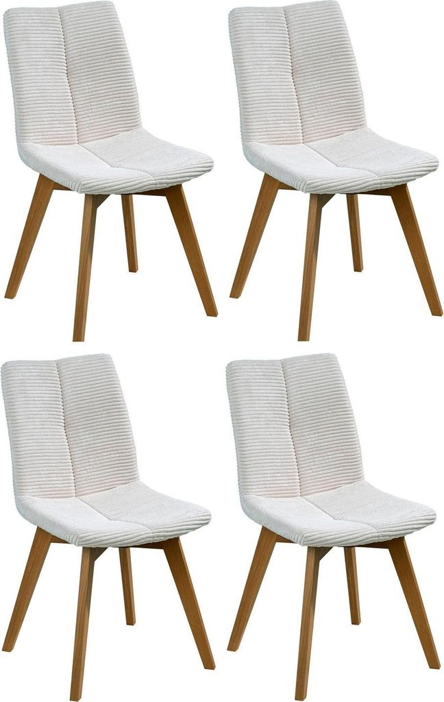 Polsterstühle - Braun - Hellcreme - Cord - Holzgestell - mit Steppung - 4er Set