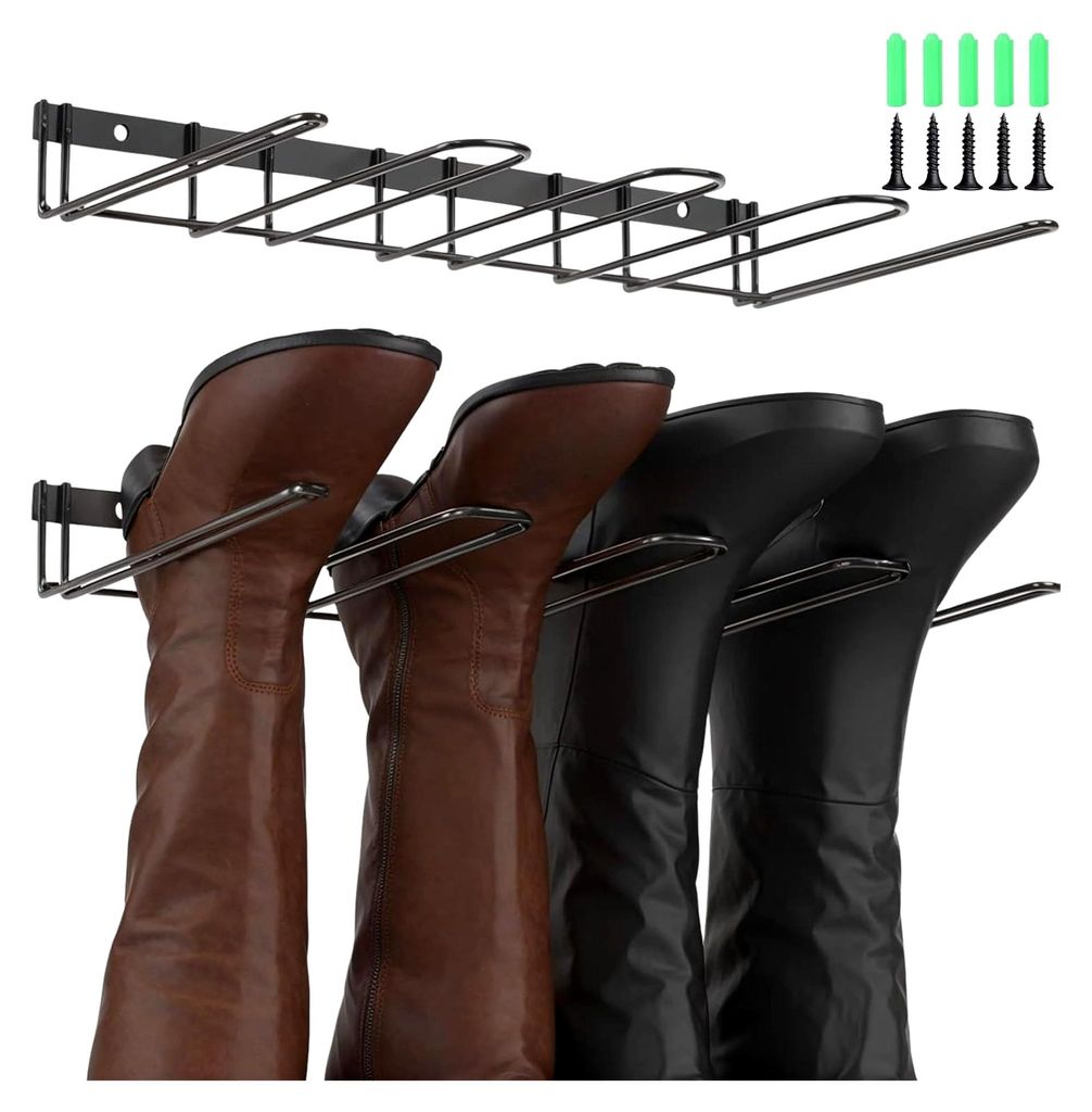 Wand-Schuhregal für Stiefel, platzsparende Schuhablage aus Metall in Schwarz für Wohnzimmer, Eingangsbereich, Flur und Garderobe