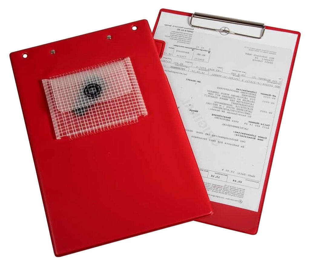 Auftragstasche "Klemmfix" mit Blockklammer, DIN A4, rot (1 VE = 10 Stück)