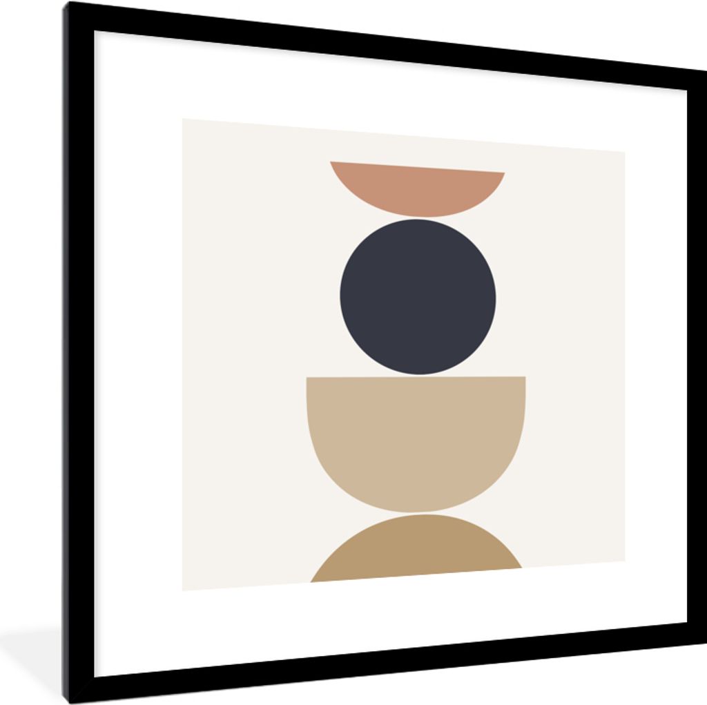 MuchoWow Gerahmtes Poster Kreis - Geometrische Figuren - Abstrakt 40x40 cm - Poster mit Schwarzem Bilderrahmen Wandposter Rahmen Foto Bilder - Po...