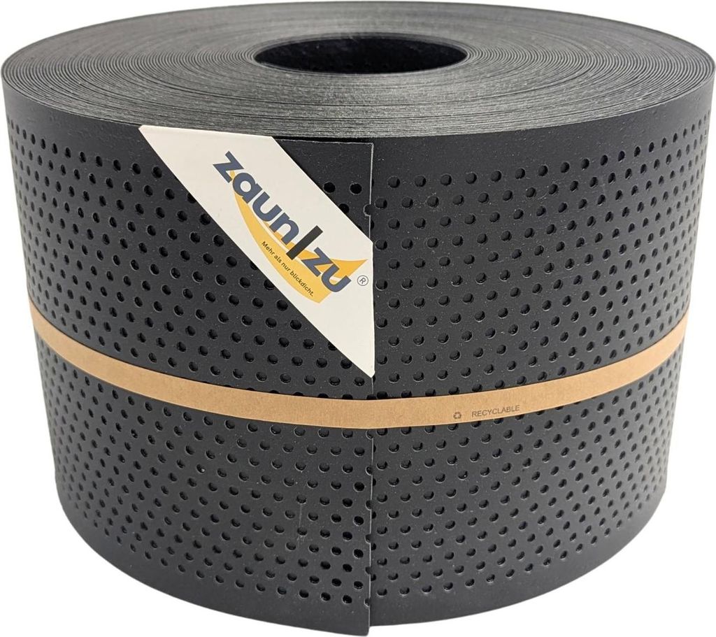 Doppelstab Sichtschutz zaun|zu ECO gelocht 20% Streifen Recycling Zaunblende Schwarz 50m
