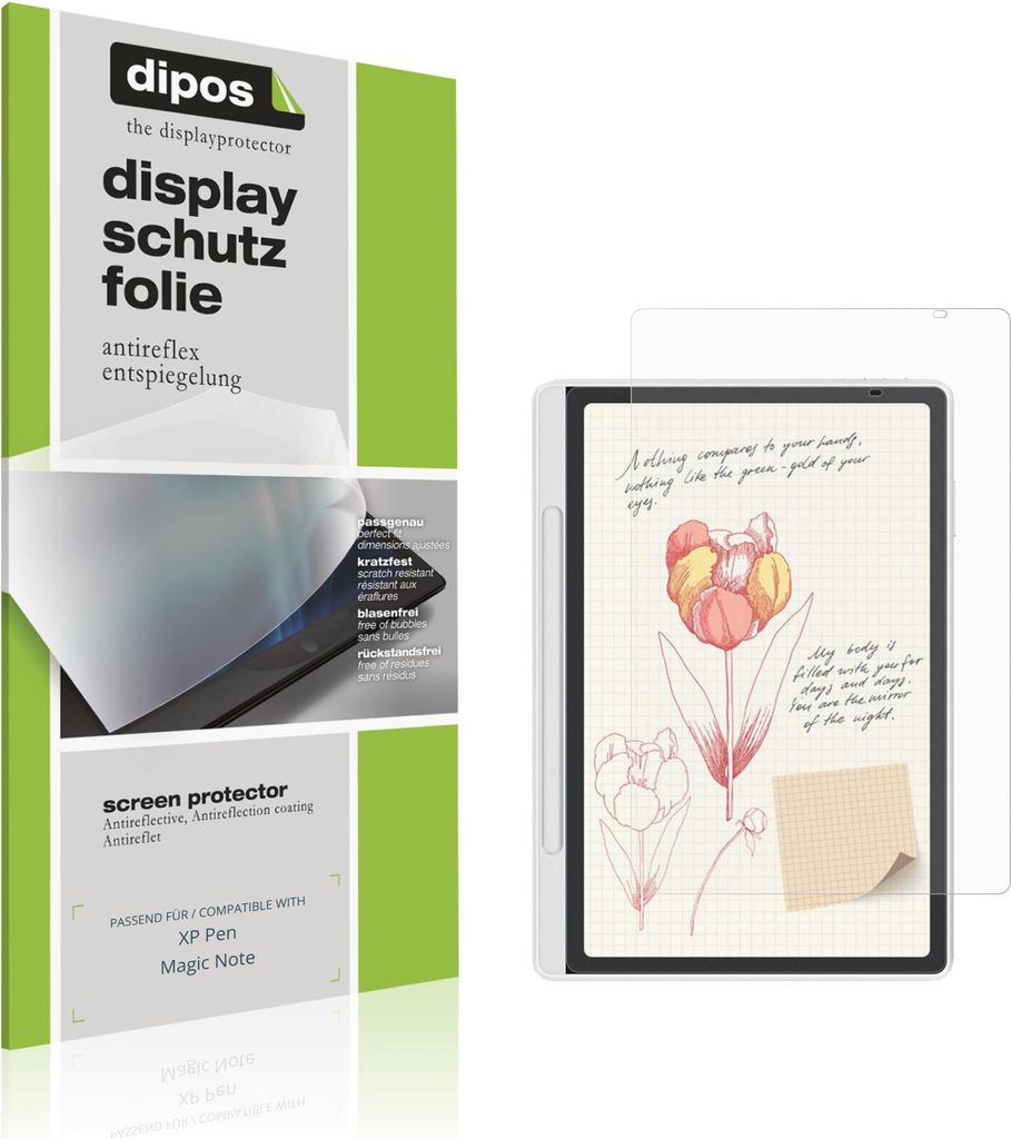 2x Schutzfolie für XP-Pen Magic Note Pad matt Displayschutzfolie Folie Display Schutz dipos