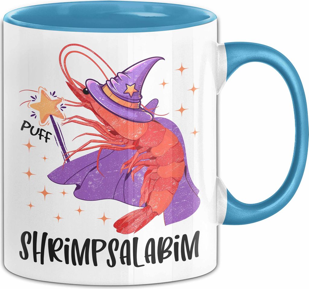 Shrimp-Liebhaber Tasse Geschenk Shrimpsalabim Geschenkidee Zauberer Becher (Blau)