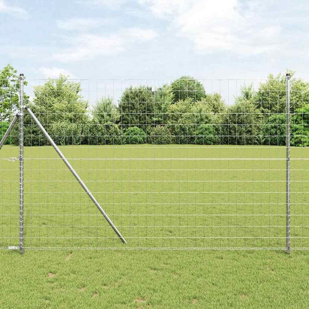 "2026 Aktion"Zaun mit Pfosten - elegantes Design - Gartenzaun/Windschutz fur Garten - Silber 1,5x10 m Stahl und PVC NEU692950 - Metallzäune