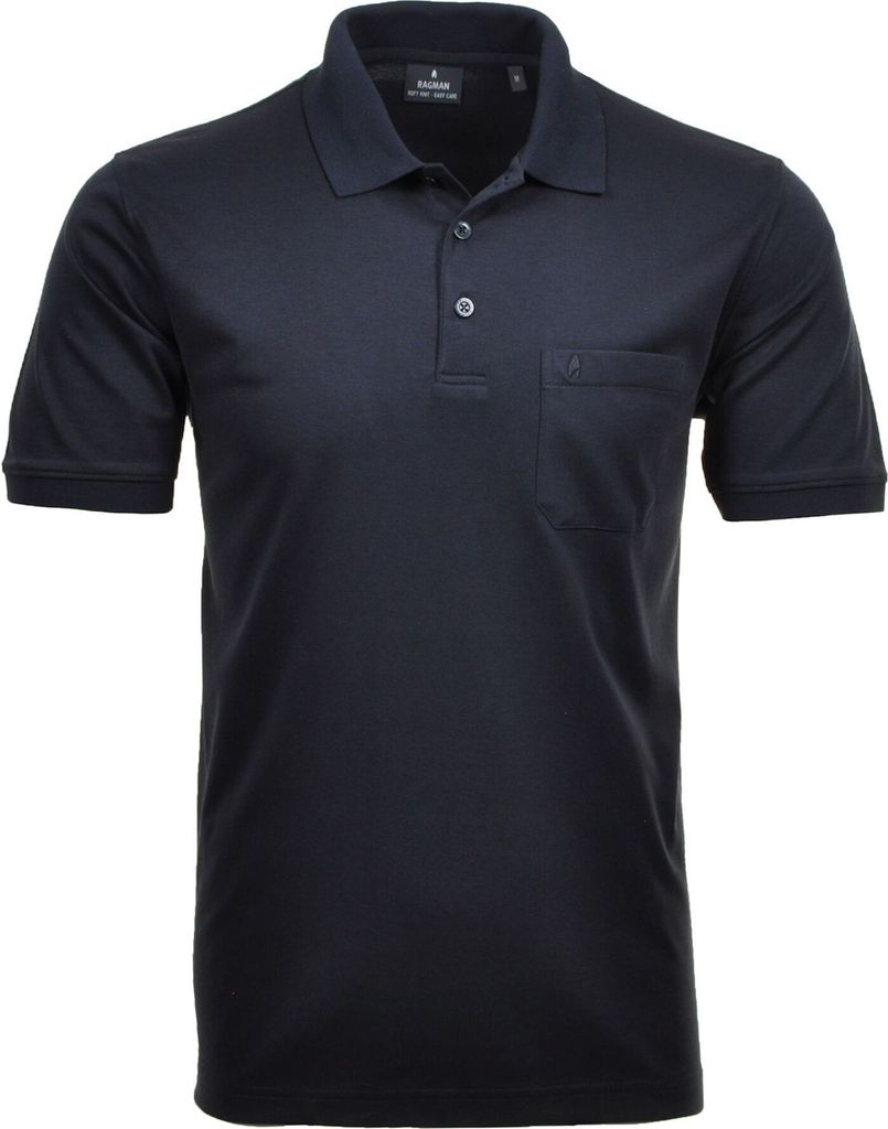 RAGMAN Herren Poloshirt Kurzarm Polokragen Regular Baumwollmix Marine L