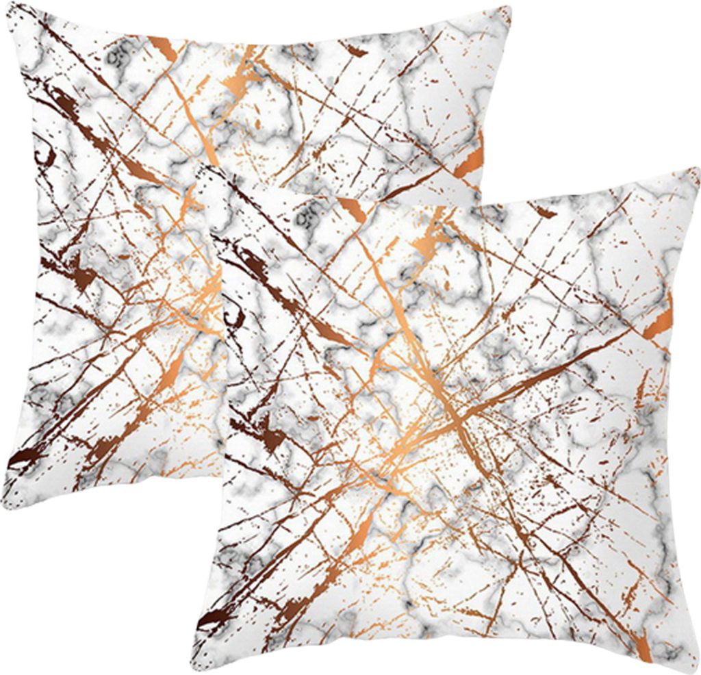 Set Mit 2 Kissenbezügen, 45cm x 45cm, Sommer-Kissenbezüge, Marmor Bedruckte Elasthan-Kissenbezüge, Weich, Quadratisch, Moderner Kissenbezug Für...