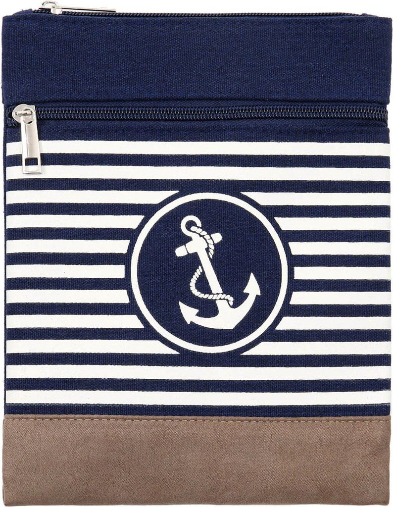 Leoberg Crossbag Tasche in verschiedenen Farben und Designs - Schultertasche aus Baumwolle in 302167-Blau-4