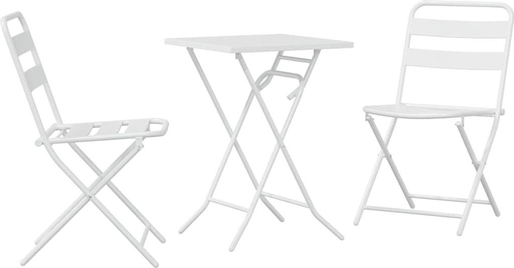 Garten Bistro Set 3 pcs Weiß Stahl