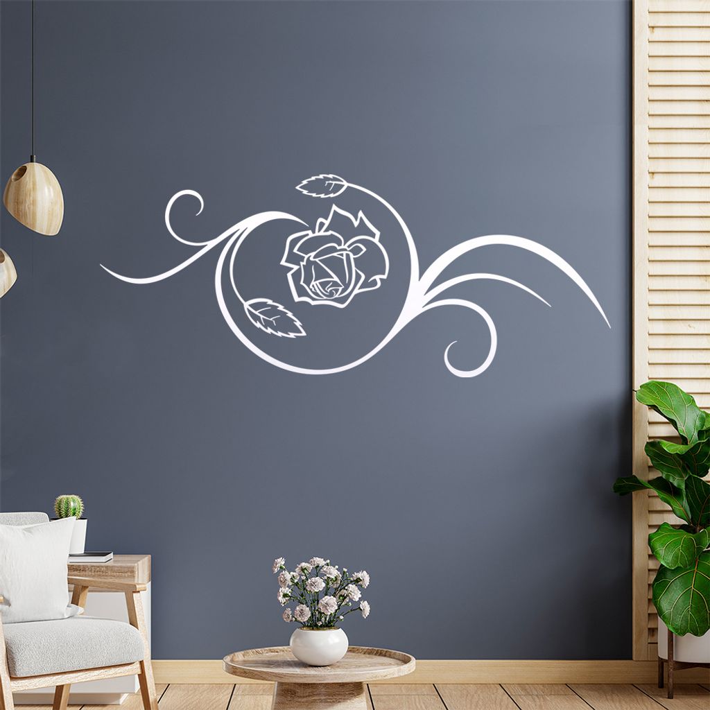 Rose - Linien Wandtattoo in 6 Größen - Wandaufkleber Wall Sticker - Dekoration, Küche, Wohnzimmer, Schlafzimmer, Badezimmer