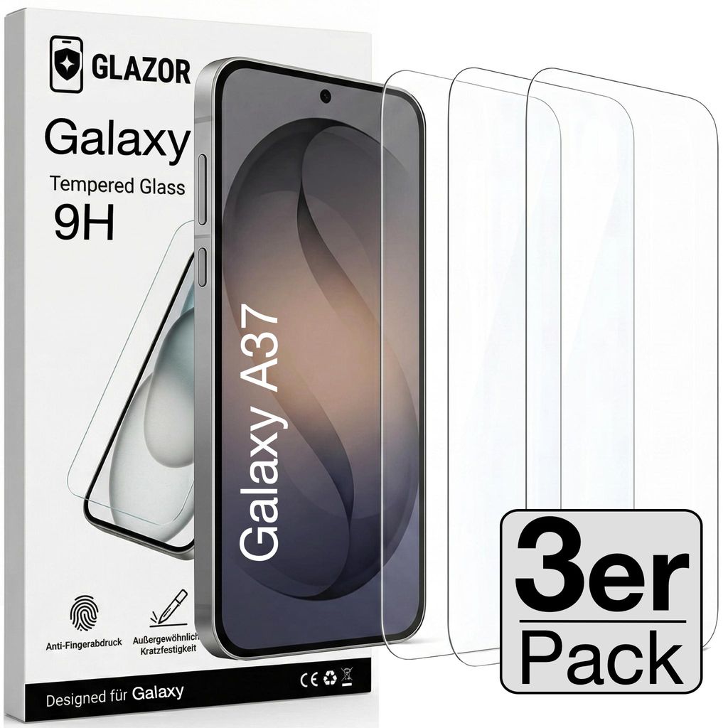 3x Galaxy A37 5G Panzerglas Panzerfolie Schutzglas Display Produktbild 