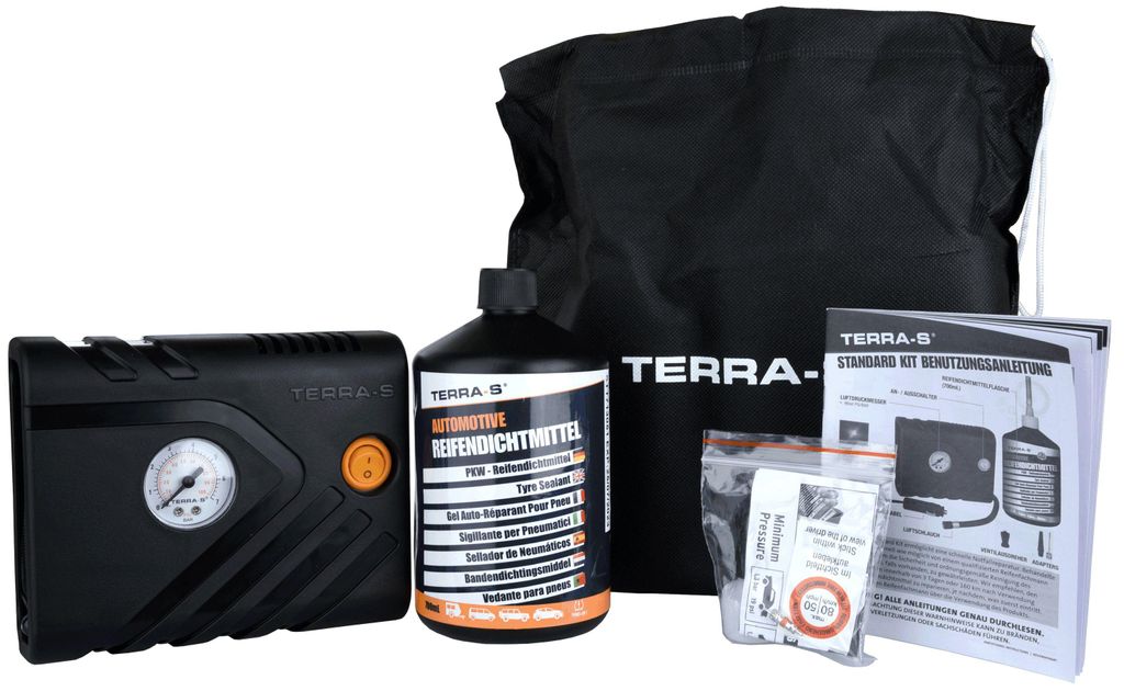 Terra S Reifenpannenset Starter Reifen Pannenset PKW STANDARD KIT SCHWARZ