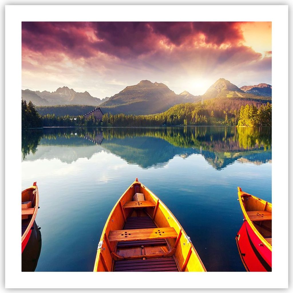 Poster - Poster ohne Rahmen - See Natur - 60x60 cm - Wand Bild - Wanddeko - Wandbilder - Kunstposter - Wandposter - Bilder - Kunstdruck - Wanddekor...