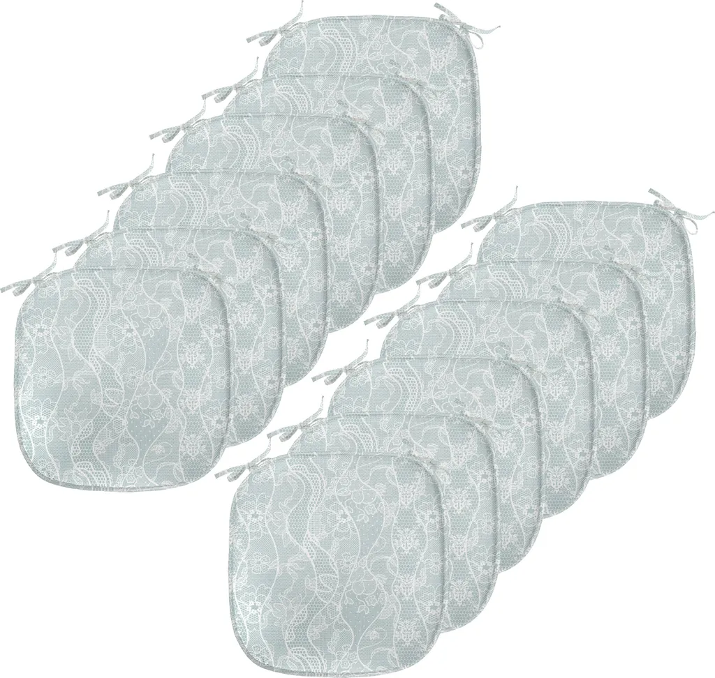 Lot de 12 Coussins de Chaise pour Cuisine et Salle à Manger 40x40 Blanc