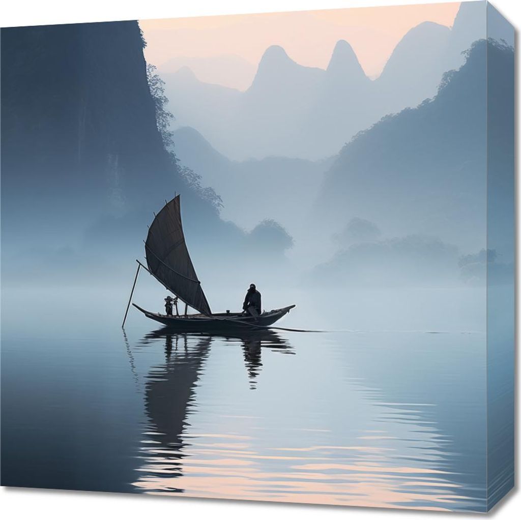 Bild 50x50cm Einsamer Ausflug auf dem Fluss