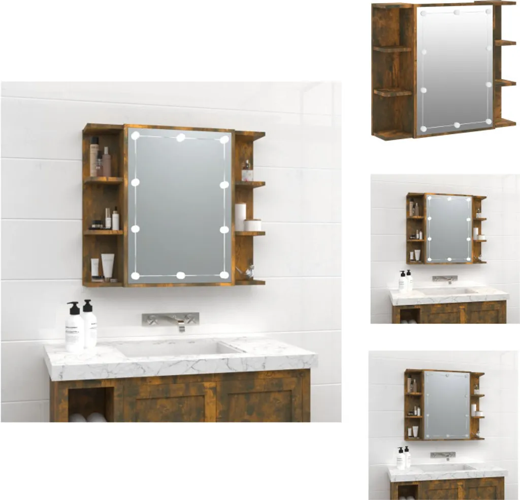 vidaXL Armoire de Toilette LED Chêne Fumé 70x16,5x60 cm pour Salle de Bain