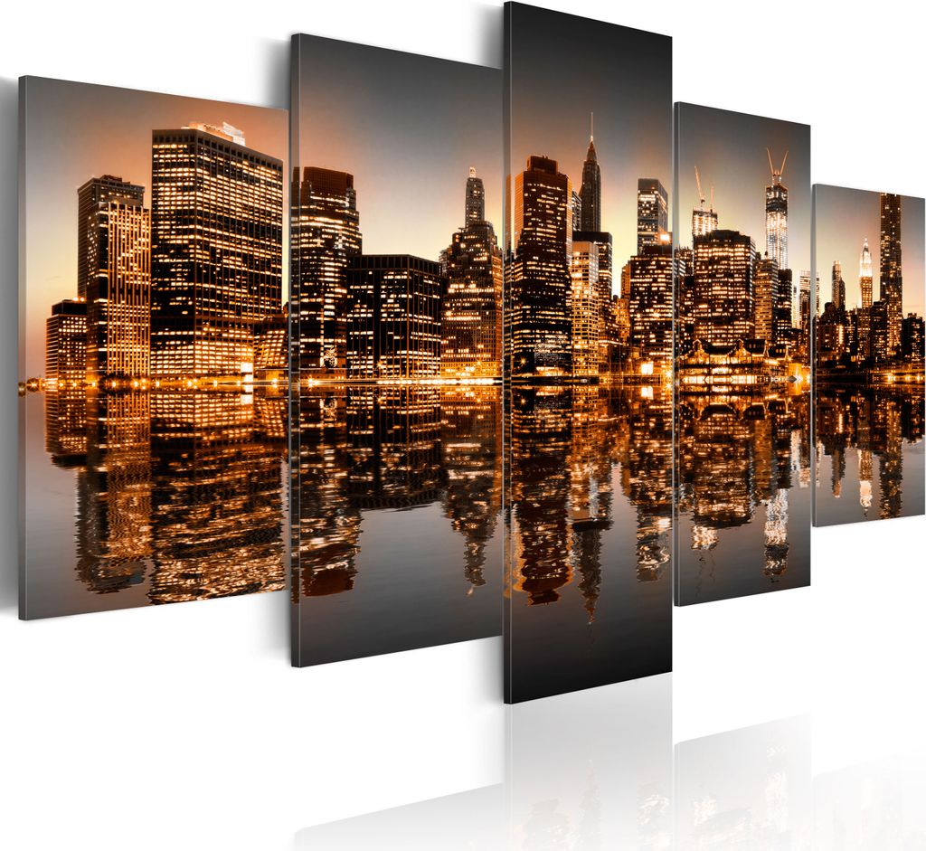 Leinwandbilder 200x100 cm 030111- 55 Vlies Leinwandbild 5 tlg Kunstdruck modern Wandbilder XXL Wanddekoration Design Wand Bild NEW YORK
