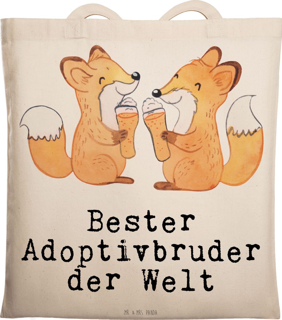 Mr. & Mrs. Panda Einkaufstasche Fuchs Bester Adoptivbruder der Welt - Transparent - Geschenk, Kleinigkeit, Laptoptasche, Bruderherz, Schultasche, T...