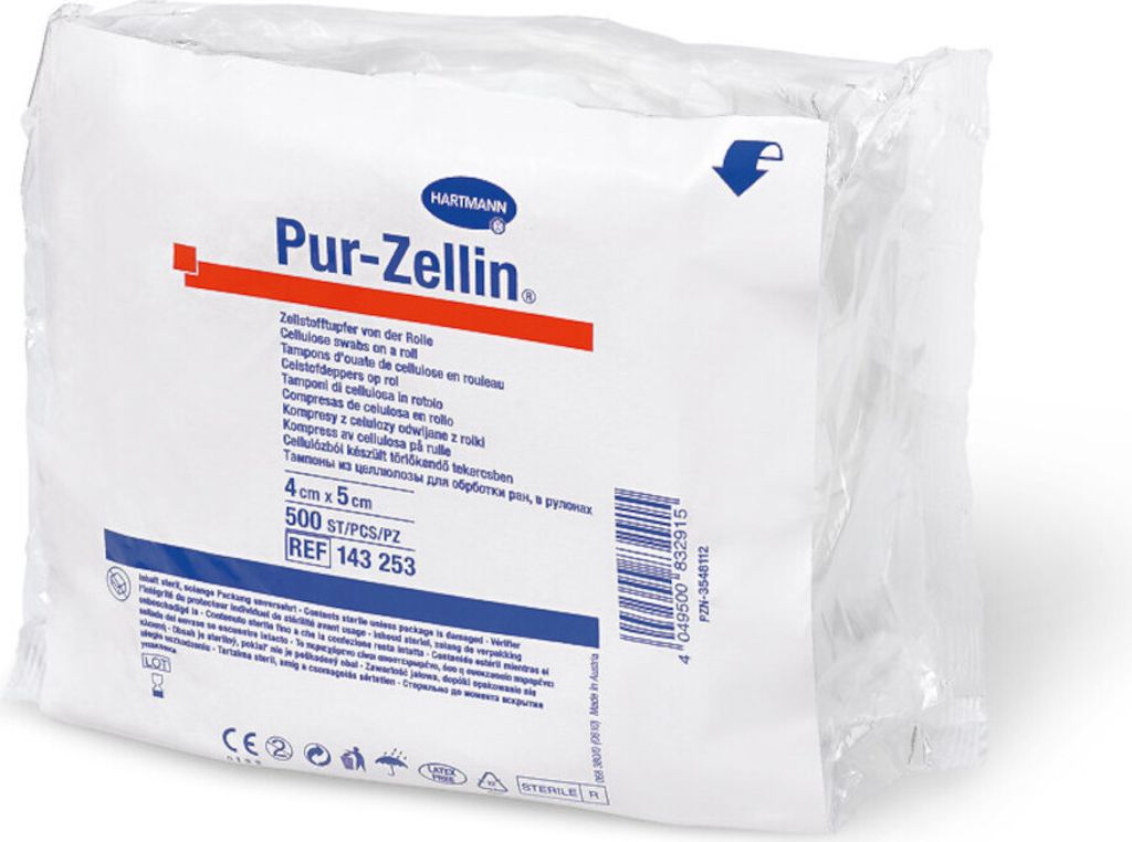A package of medical gauze pads, likely for wound care, is presented against a white background.