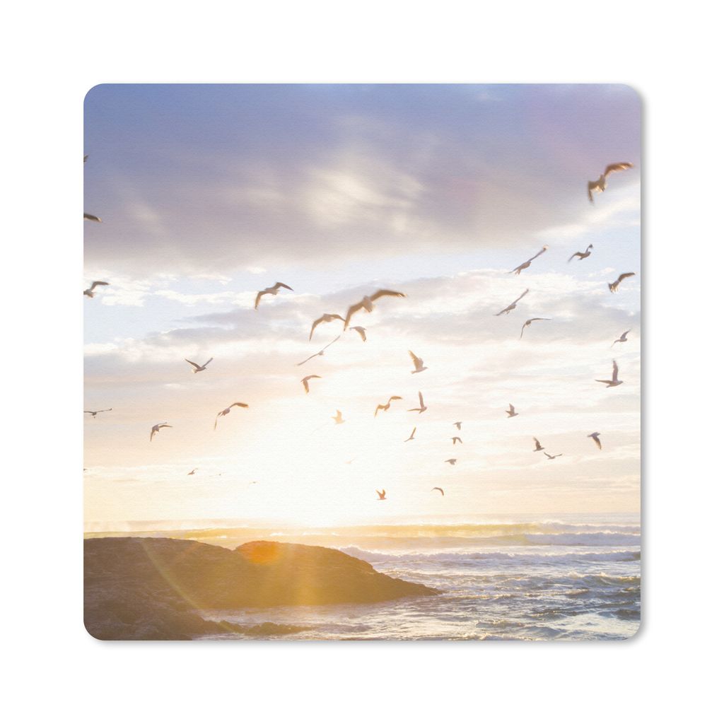 MuchoWow Mauspad Mousepad Ruhiges Bild von Vögeln bei Sonnenuntergang 20x20 cm - Mousepads - Maus Mat - Pad - Mausunterlage - Desk Mat - Bureaua...