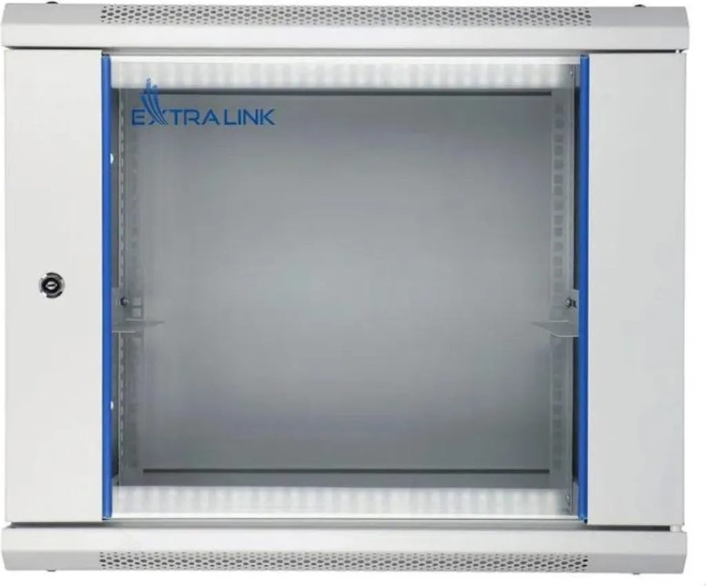 Baie de Brassage 9U 600x600 Grise Murale avec Porte en Verre Trempé