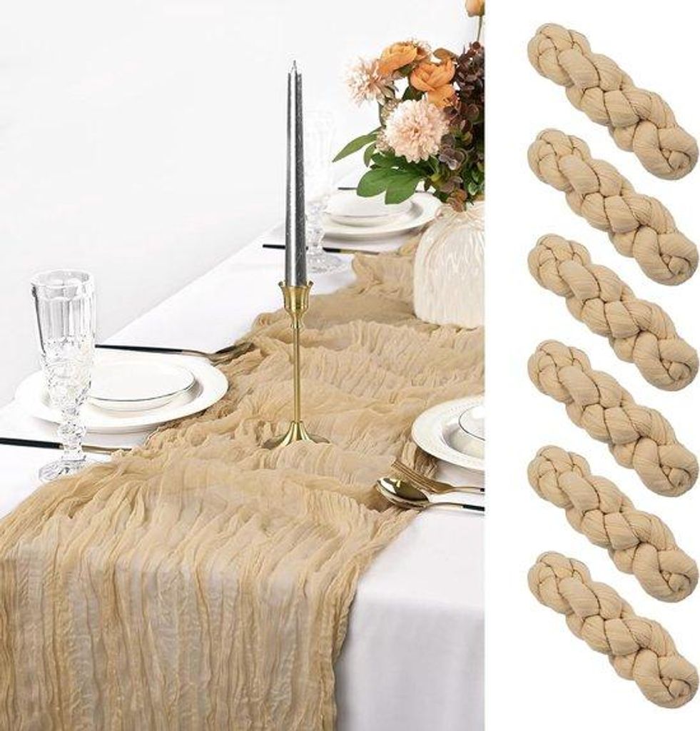 6er Pack Kaasdoek Tafelloper, 10-Fuß Gaas Tafelloper, Dekoration für Tafeln, 35,4 x 120 Zoll, rustikale Kaasdoek Tafelloper, transparenter Kaasdo...