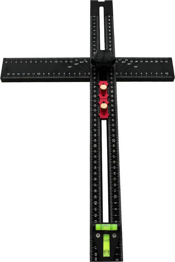 Règle combinée réglable 54cm et équerre de menuisier avec niveau intégré