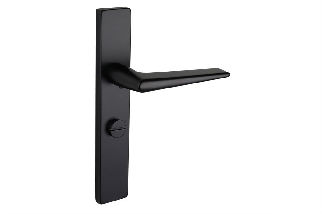 Lavuzo Türgriff Modena Schwarz mit rechteckigem Schild WC63/8 Badezimmerschloss - Pro Set