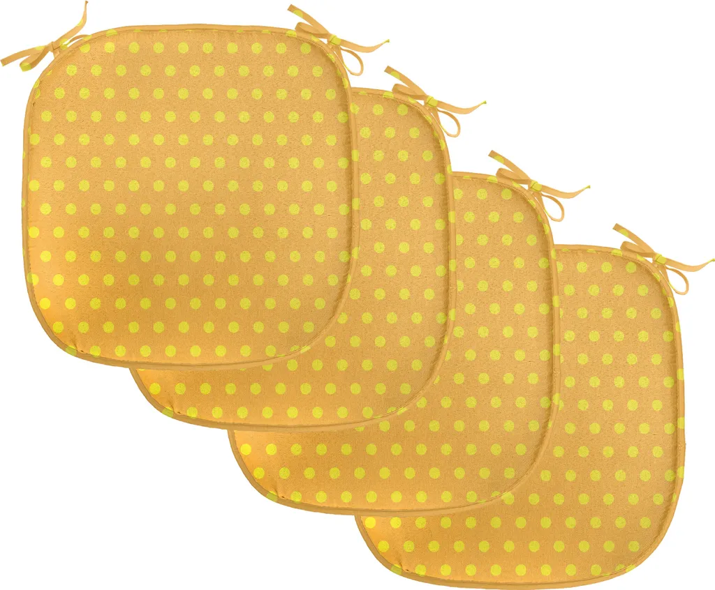 Assise de Chaise Anti-Glisse et Anti-Tache Vintage Jaune pour Lot de 4