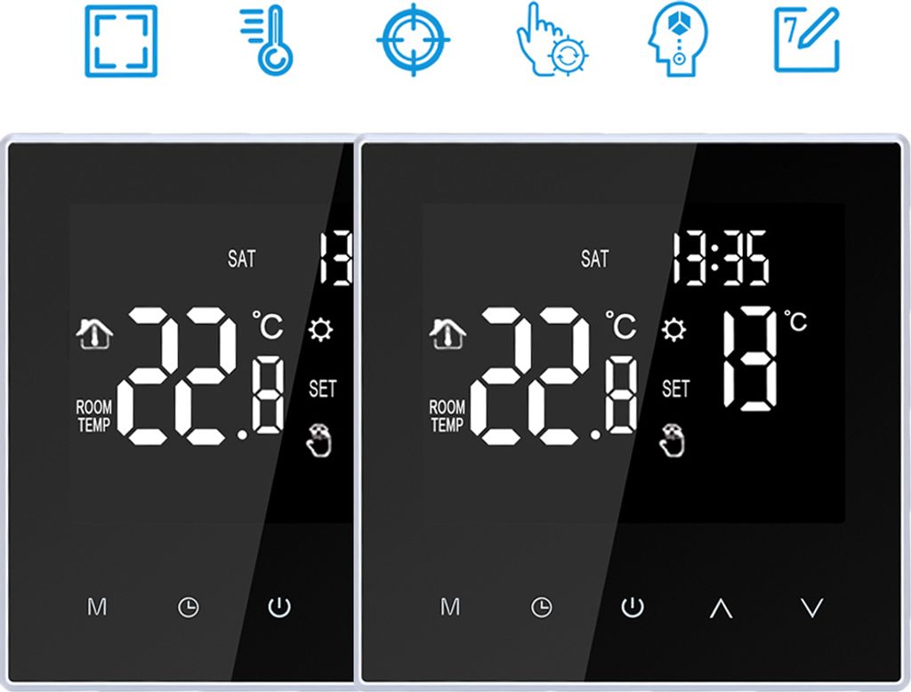 2X Raumthermostat FußBodenheizung Elektroheizung Programmierbar Thermostat fuer Home School Office Hotel 16A
