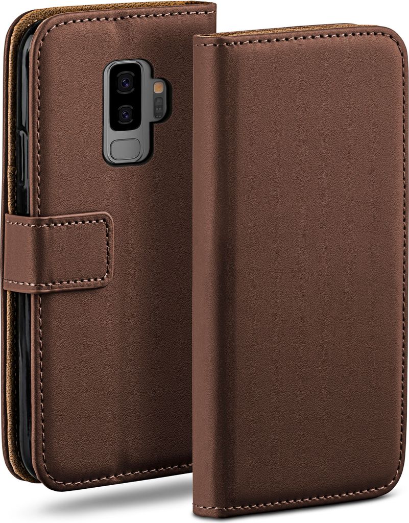 moex Book Case kompatibel mit Samsung Galaxy S9 Plus - Hülle 360 Grad klappbar, Dunkelbraun