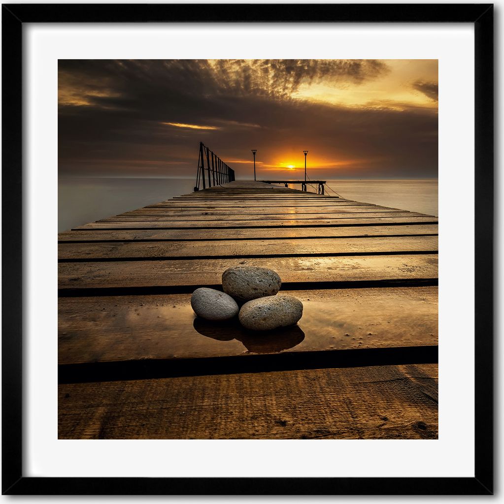 Bild - 50 cm x 50 cm - MDF - Rahmen, Wandkunst - Hölzerner Pier