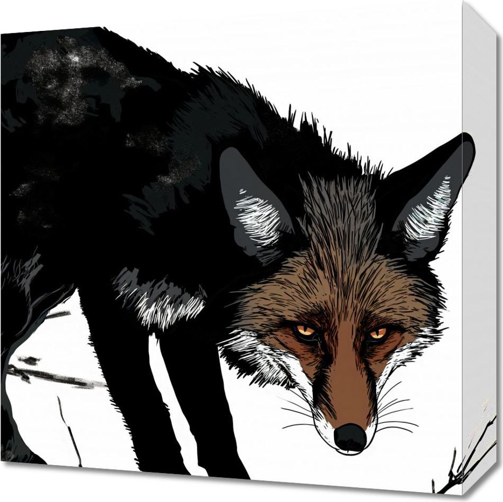 Bild 40x40cm Misstrauischer Fuchs