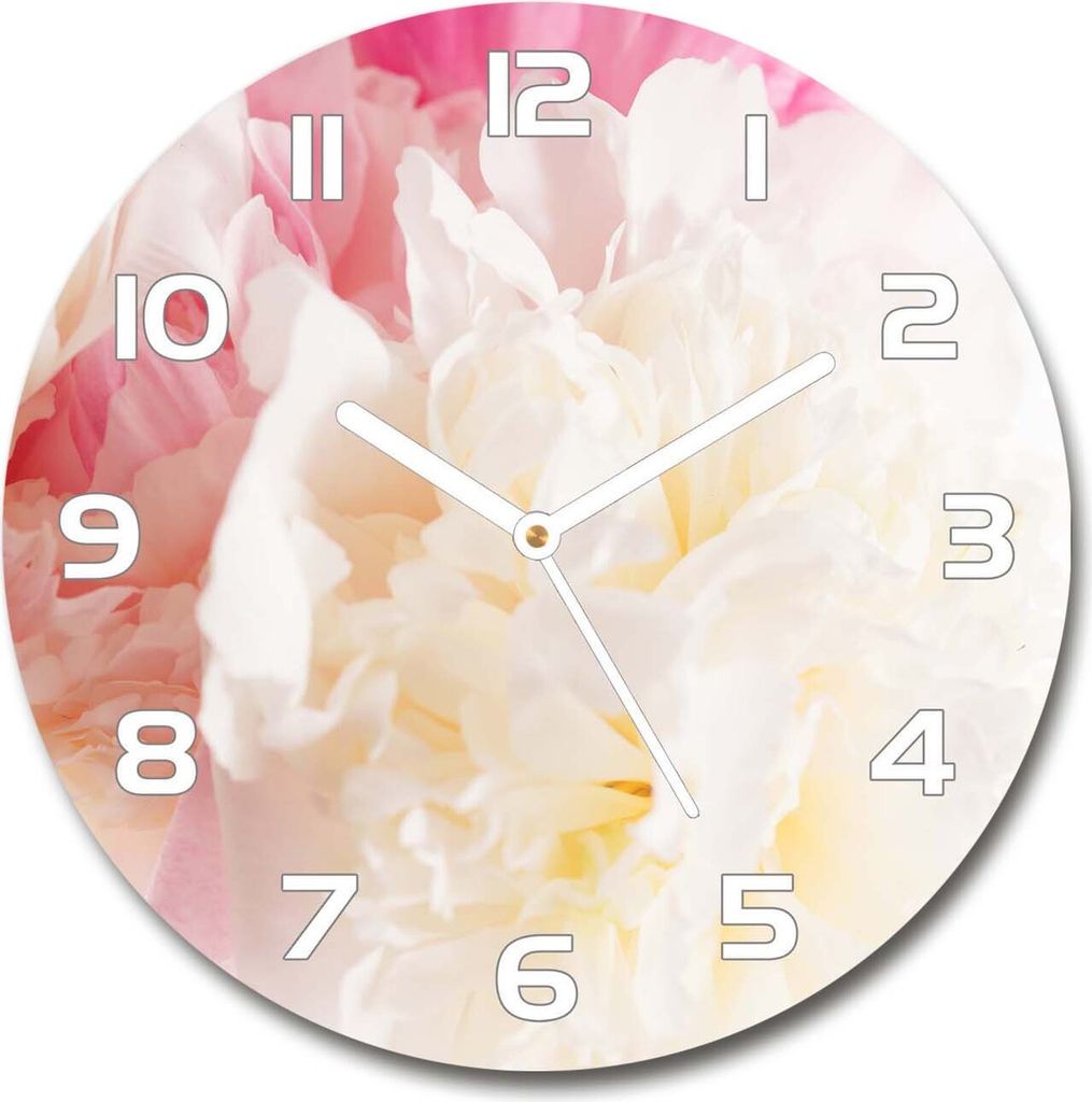 Wanduhr aus Glas 30fi Glasbild Glasuhr Gehärtetes Glas - weisse-zeiger - Peony