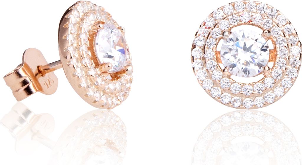 Karisma 1 Paar Damen Ohrstecker Silber rhodiniert 12mm Zirkonia Steine HS-ERG53.12 Farbe Rosegold