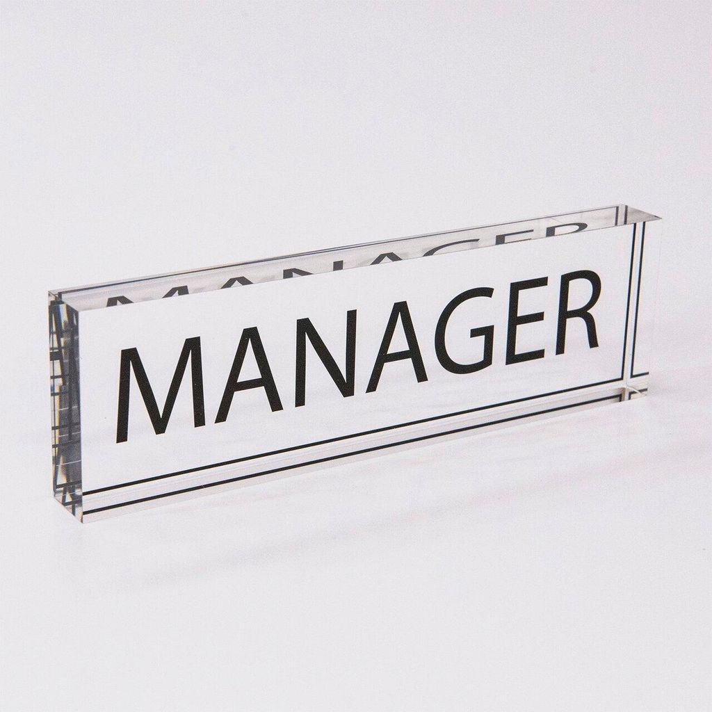 PLEXIGLAS Acrylblock mit Aufdruck „Manager“