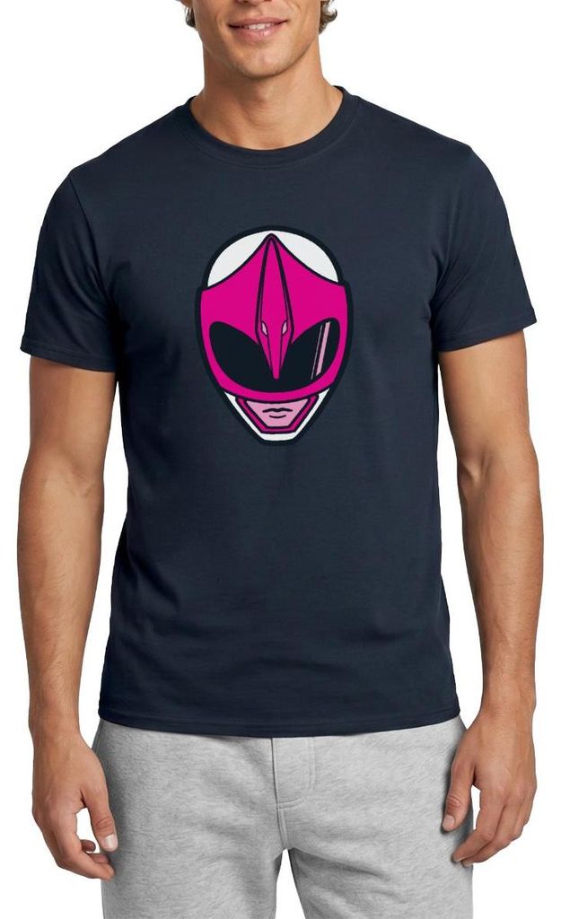Spreadshirt Power Rangers Pinker Ranger Helm Männer T-Shirt, L, Navy