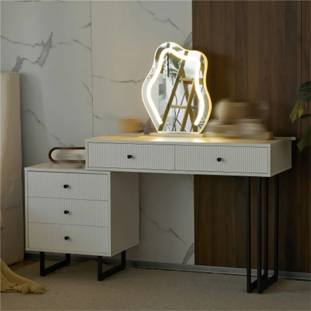 Coiffeuse Miroir LED Tactile Intensité Variable avec Plateau Extensible - 10