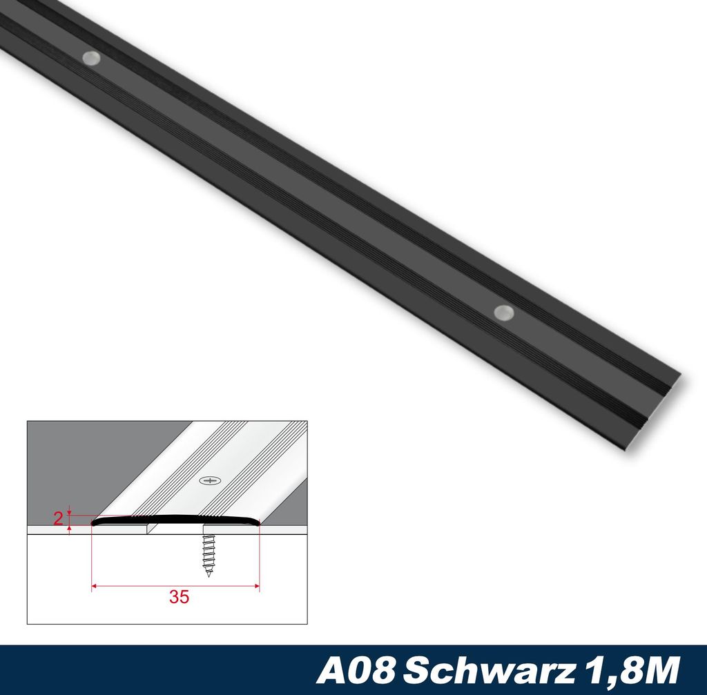 Effector Übergangsprofile aus eloxiertem Aluminium - Übergangsschiene Bodenleiste - (1,8 Meter schwarz) Fußleiste Türleiste Höhenausgleich Sch...