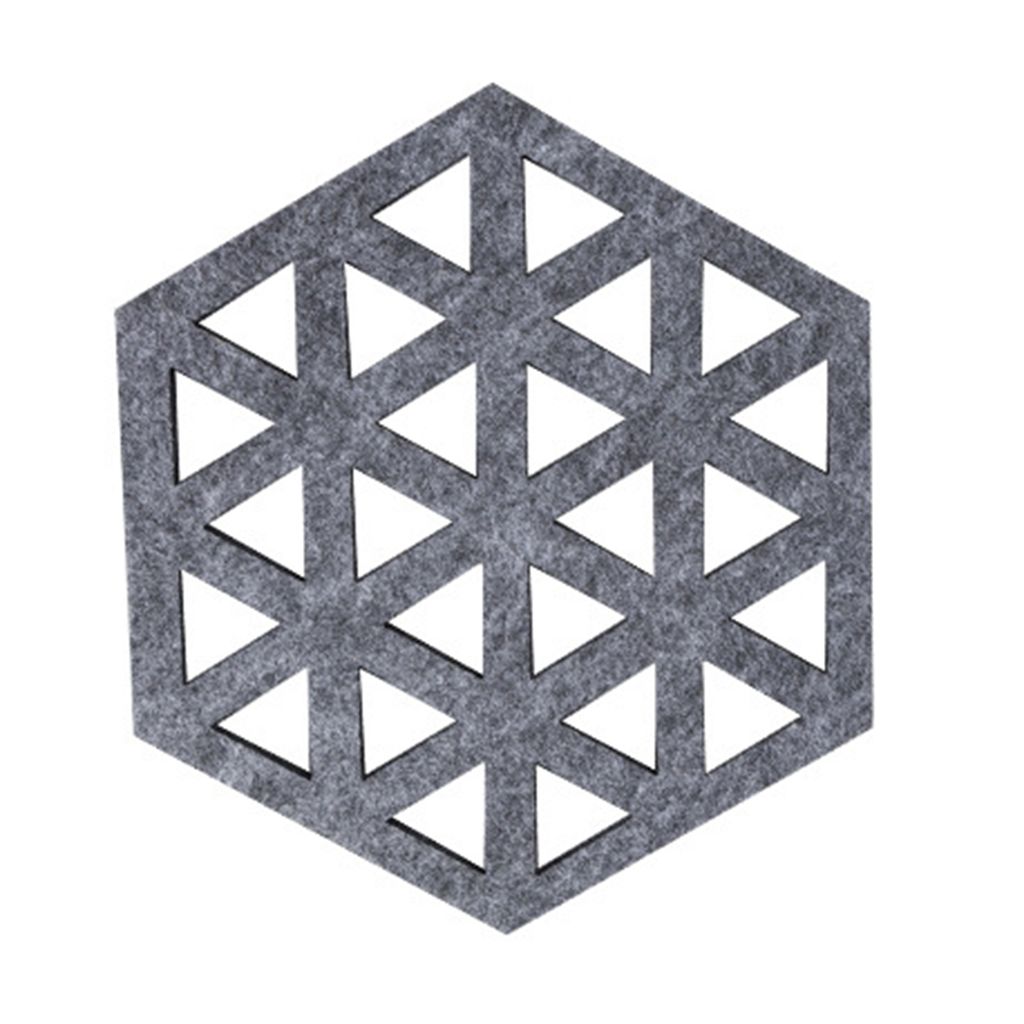 10pcs Cup Coasters Kreatives Hexagon Hollow Hitze isoliertes Haus Filzmatte Hot Getränkhalter für Küche-Dunkelgrau A
