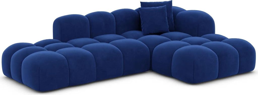 Samtstoff L-Form Lounge Sofa Valora Königsblau Rechts
