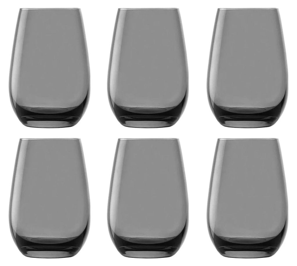 Farbige Trinkgläser, Wassergläser, Saftgläser - ELEMENTS, 6er-Set, Rauchgrau, 465 ml